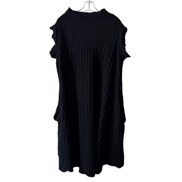 Aug 27 am Black Cotton Lagenlook Midi Dress with Pockets Size Large - Picture 2 of 8